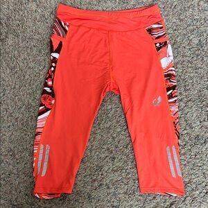 Women's Orange Capris with Patterned Sides